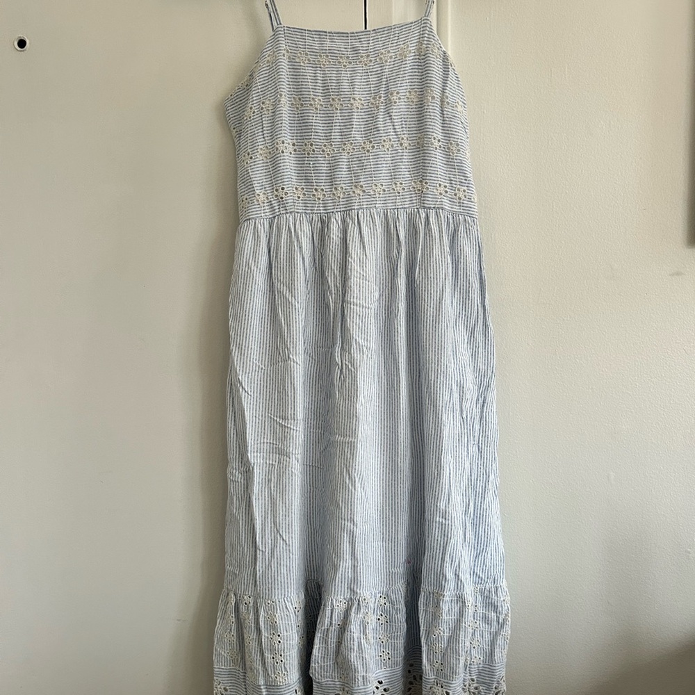 Chic Striped Midi Dress in Light Blue